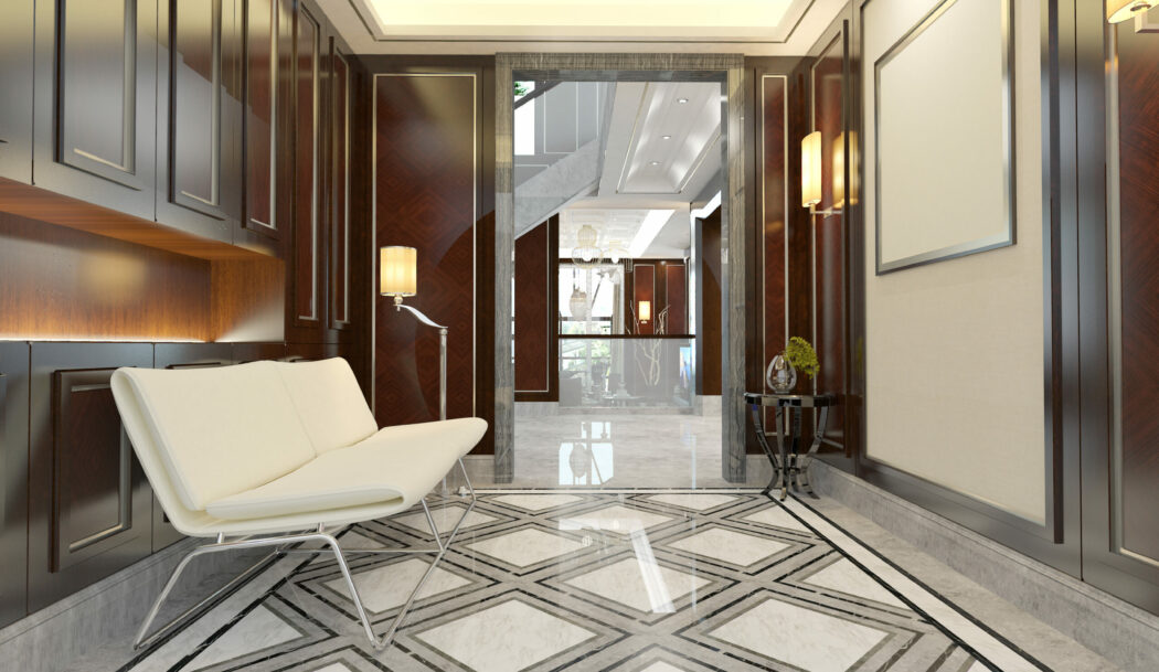 Modern designed Waiting Room / Lobby / Office Interior Scene. ( 3d render )
